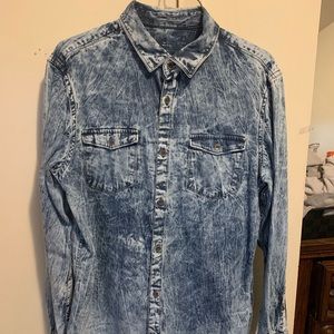 Calvin Klein Acid Wash Button Up Long Sleeve